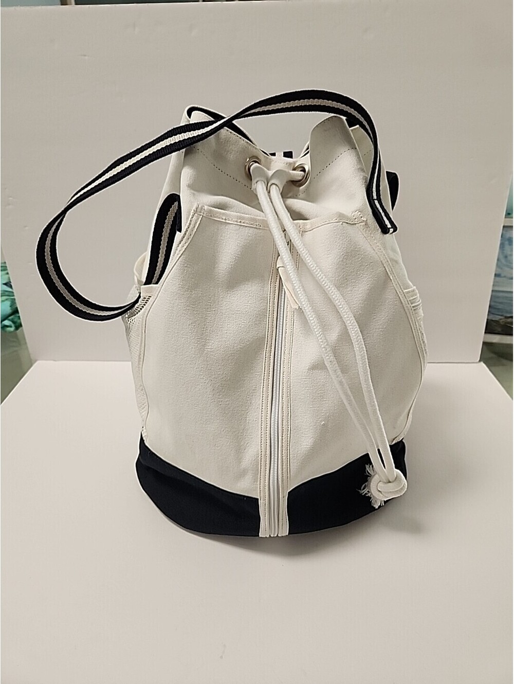 Scarborough & Tweed Canvas Ditty Duffle Bag Back Pack White Navy Made in USA